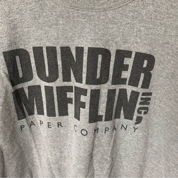 [The Office] Dunder Mifflin Inc Graphic Gray & Black Long Sleeve Sweater - Picture 3 of 6